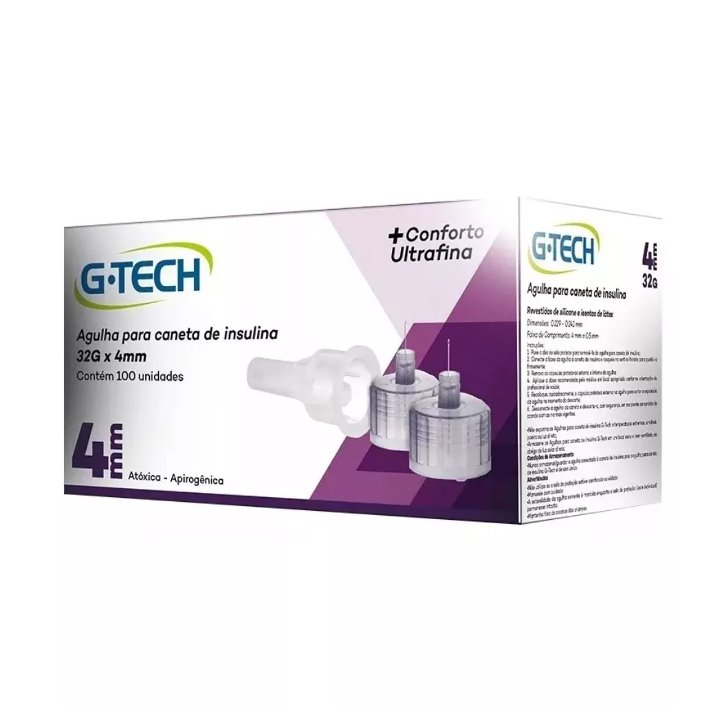 Agulha G-tech Para Caneta Insulina 4mm 32g c/100