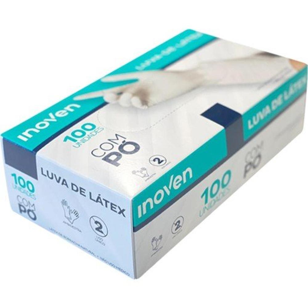 Luvas Descartáveis Latéx com Pó Inoven M com 100 Unidades