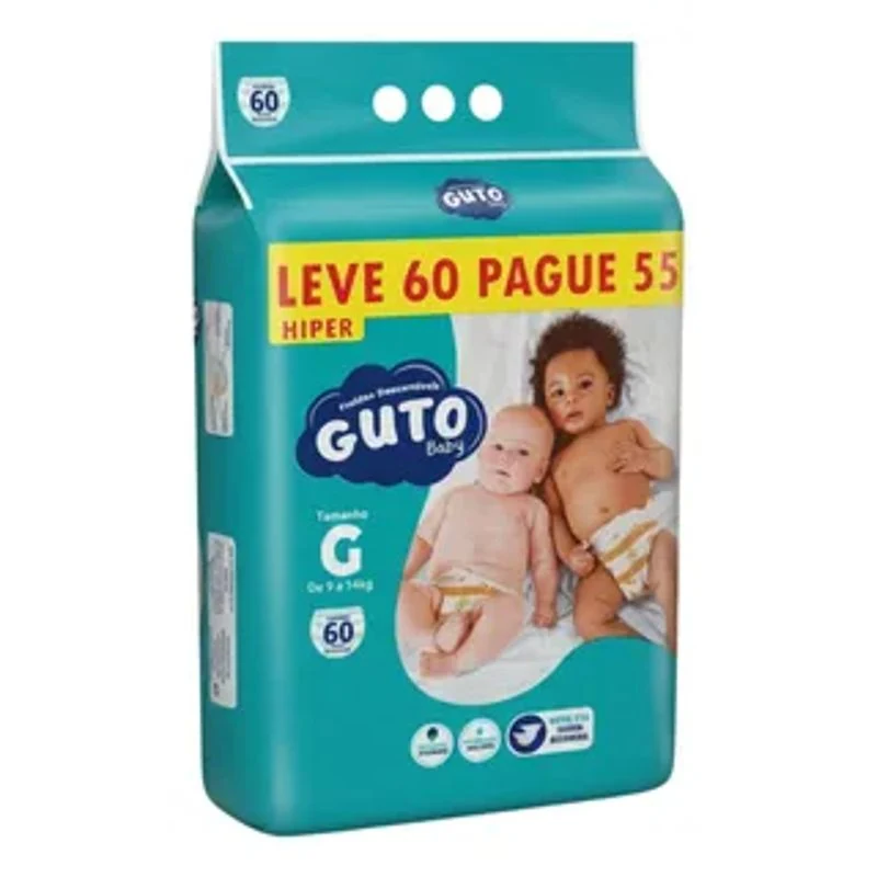 Fralda Guto Baby Hiper G com 60 unidades