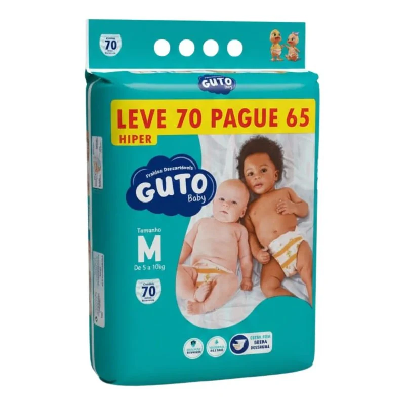 Fralda Guto Baby Hiper M com 70 unidades