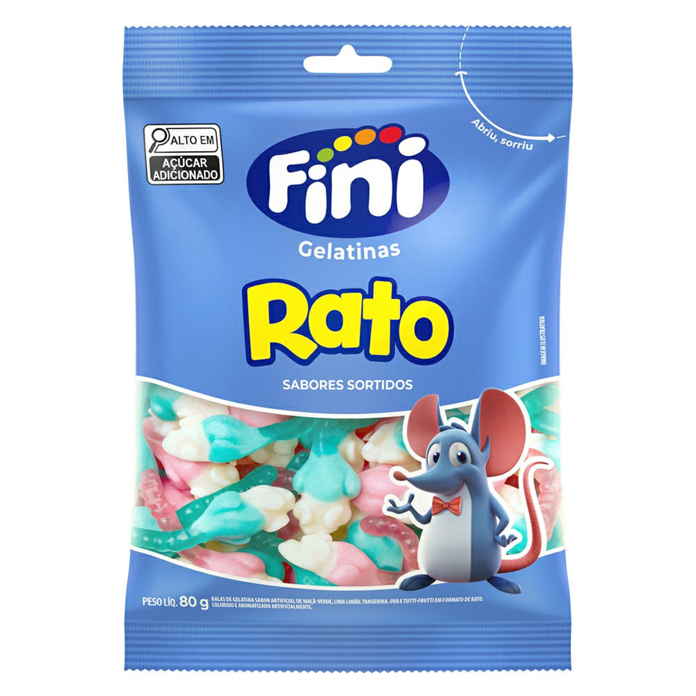 Bala de Gelatina Fini Rato Sortidos 80g