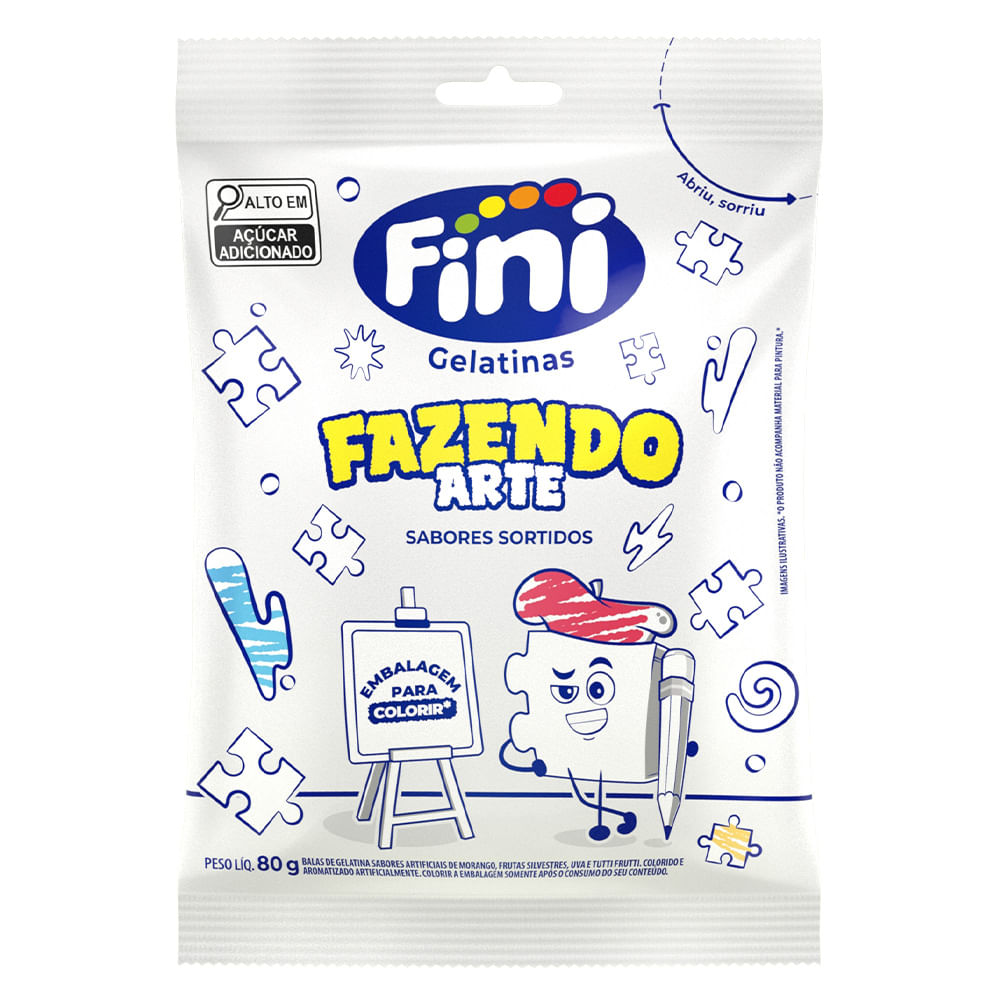 Bala de Gelatina Fini Fazendo Arte Sabor Sortidos 80g